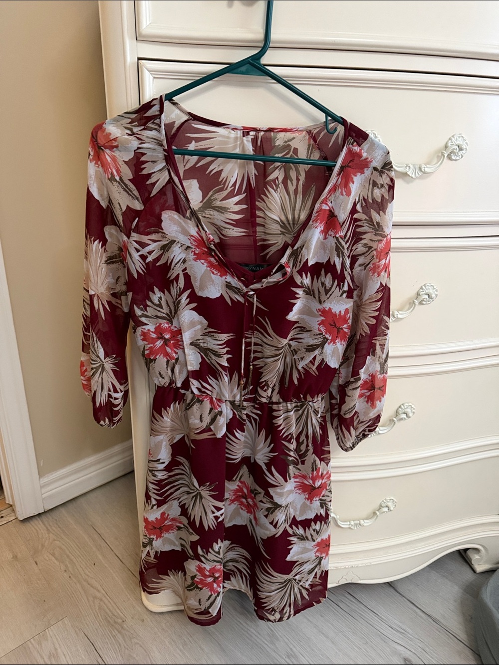 Dynamite Burgundy Floral Sheer Swim Cover-Up